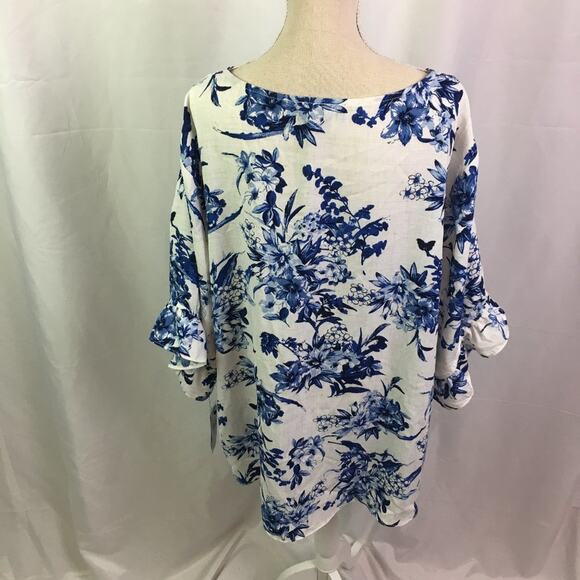 Alyx Button Down Bell Sleeve Top Sunshine Breeze Floral 1X - Picture 13 of 13